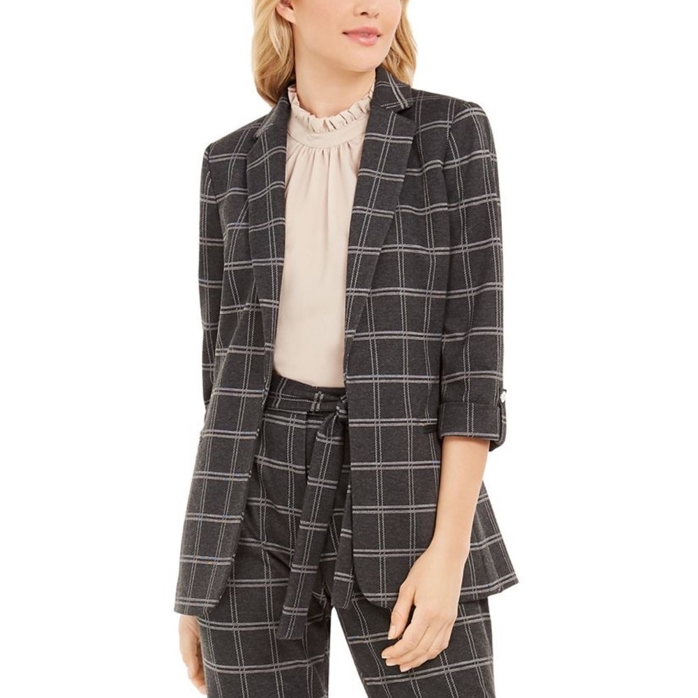 Calvin Klein Petite Plaid Open-Front Blazer 8P NWT